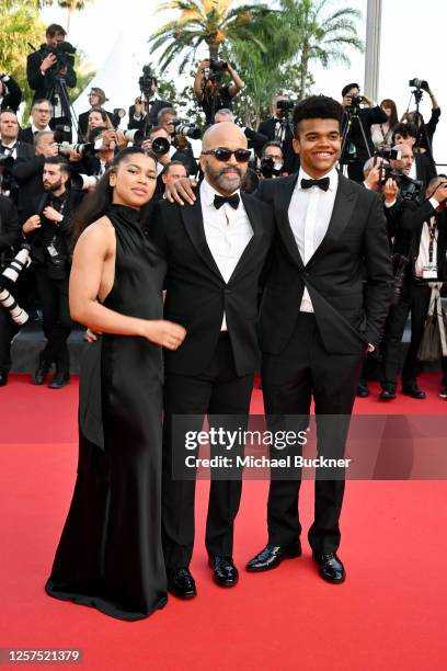 Juno Wright, Jeffrey Wright and Elijah Wright at the "Asteroid City" Screening & Red Carpet at the 76th Cannes Film Festival held at the Palais des...