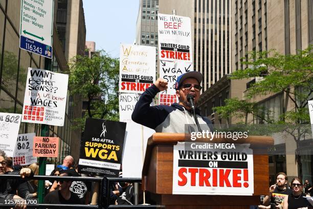 John Leguizamo is seen at the WGA Writers Strike on May 23, 2023 in New York, New York.