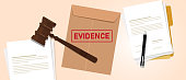 Evidence stamped in brown envelope concept of proof in law justice court