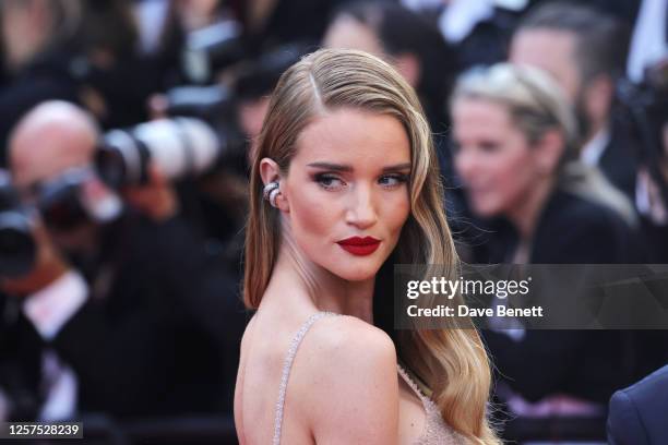 Rosie Huntington-Whiteley attends the "Asteroid City" red carpet during the 76th annual Cannes film festival at Palais des Festivals on May 23, 2023...