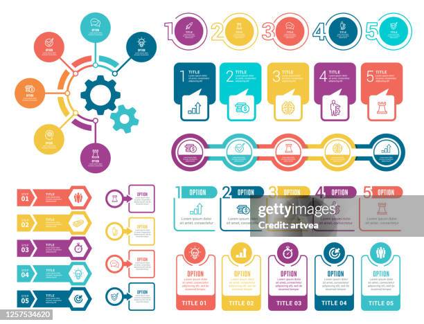 set of infographic elements - five steps stock illustrations