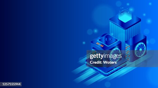 Supercomputer Server Room Big Data Processing Vector Illustration High ...