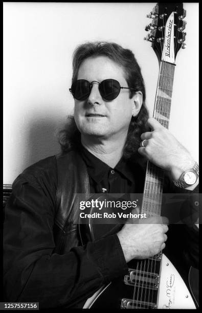 American guitarist Roger McGuinn, , American Hotel, Amsterdam, Netherlands, 24th February 1991. He is pictured holding a Roger McGuinn Limited...