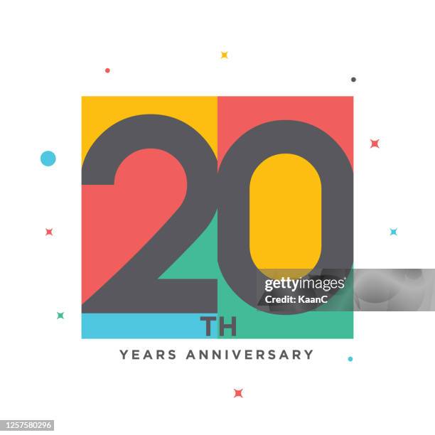 ilustraciones, imágenes clip art, dibujos animados e iconos de stock de plantilla de logotipo de aniversario colorido moderno aislada, etiqueta de icono de aniversario, ilustración de stock de símbolo de aniversario - anniversary card