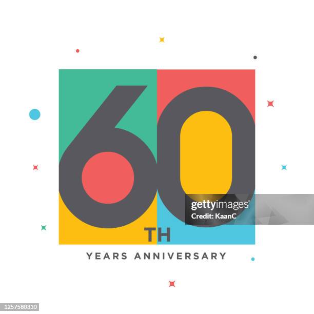 modern colorful anniversary logo template isolated, anniversary icon label, anniversary symbol stock illustration - number 60 stock illustrations