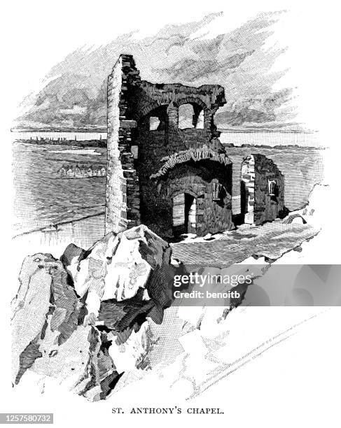 st anthony's chapel ruins in edinburgh - edinburgh stock illustrations