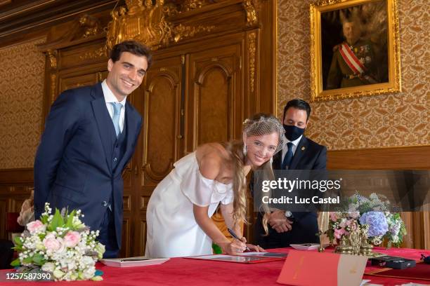 Civil Marriage of Eleonore of Habsburg and Jerome d'Ambrosio on July 20, 2020 in Monaco, Monaco. Eleonore von Habsburg and Jerome d'Ambrosio have...