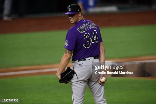 Jeff Hoffman of the Colorado Rockies during a MLB exhibition game at Globe Life Field on July 21, 2020 in Arlington, Texas.