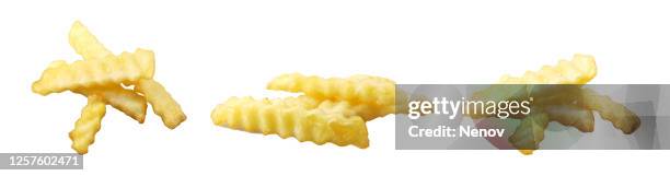 french fries on white background - french fries isolated stock pictures, royalty-free photos & images