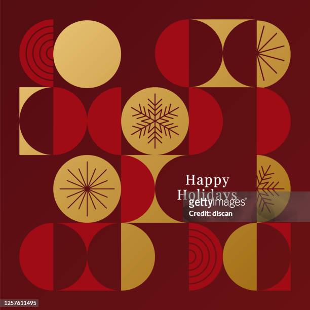 happy holidays card with modern geometric background. - christmas elements stock illustrations