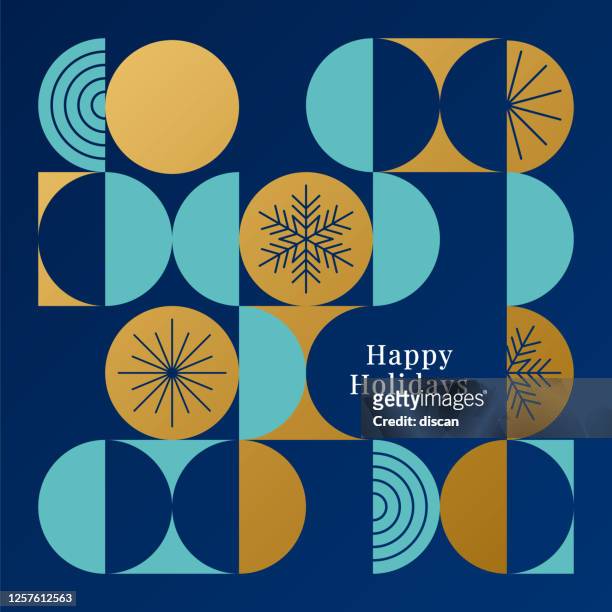 happy holidays card with modern geometric background. - geometric christmas stock illustrations