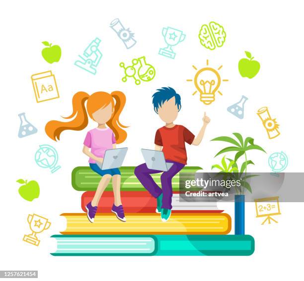 back to school. online education or e-learning concept - kids certificate stock illustrations