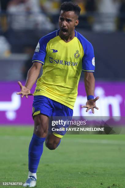 Ghareeb Nassr's Saudi midfielder Abdulrahman Ghareeb celebrates scoring... News ...
