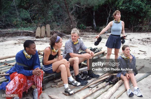 Pulau Tiga, Borneo / South China Sea, Season One. Pagong Tribe members Ramona Gray, Colleen Haskell, Greg Buis, Gretchen Cordy and Jenna Lewis. 2000.