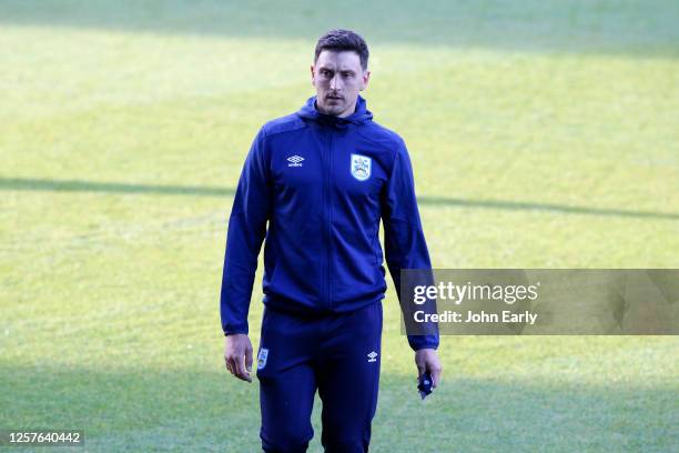 Tommy Elphick of Huddersfield Town looks on during the Sky Bet Championship match between Millwall and Huddersfield Town at The Den on July 22, 2020...