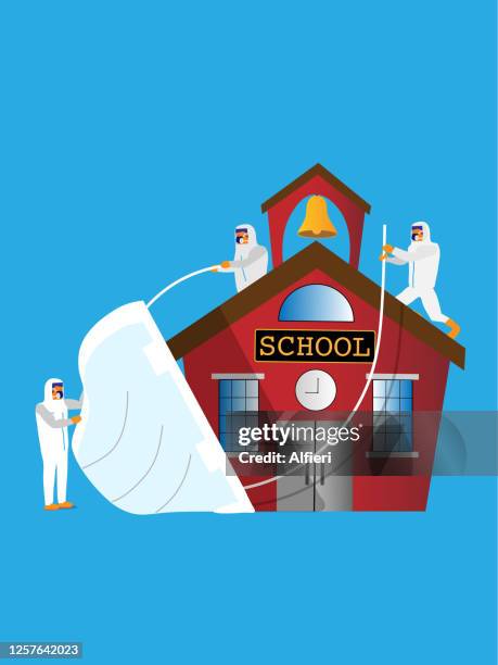 mask over school - nursery school building stock illustrations