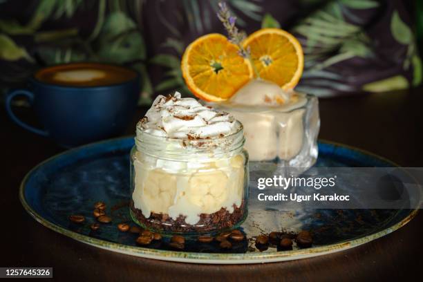 magnolia dessert with coffee and ice cream - bubblegum ice cream stock pictures, royalty-free photos & images