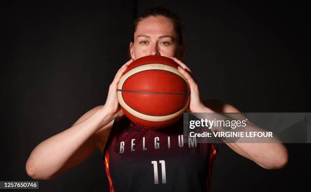 Belgium's Emma Meesseman poses for the photographer at a media day of the Belgian national team women basketball team 'the Belgian Cats' ahead of the...