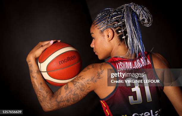 Belgium's Maxuella Lisowa Mbaka poses for the photographer at a media day of the Belgian national team women basketball team 'the Belgian Cats' ahead...