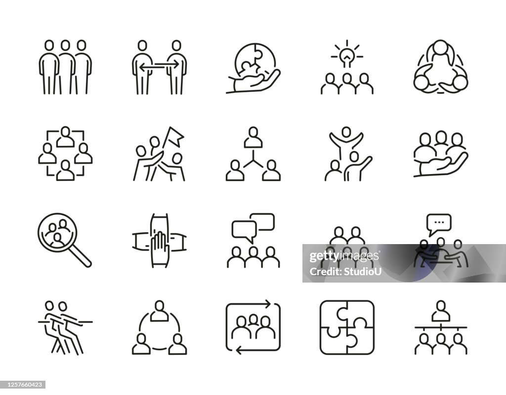 Teamwork Editable Stroke Line Icons