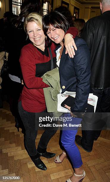 Jess Hallet and Miranda Davis arrive at the James Small Menswear Spring/Summer 2012 runway show during London Fashion Week at Vauxhall Fashion Scout...