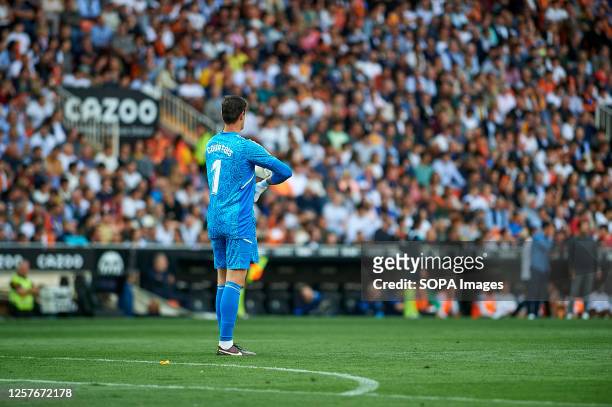 Thibaut Courtois of Real Madrid CF seen during the La Liga Santander Regular Season match between Valencia CF Vs Real Madrid CF at Mestalla Stadium. .