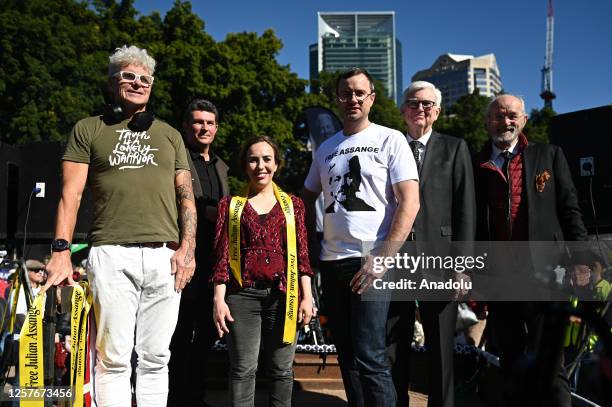 Australian whistleblower David Mcbride , Stella Assange , wife of Julian Assange, Australian Lawyer Stephen Kenny , Gabriel Shipton , brother of...