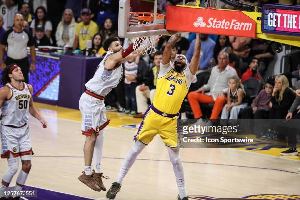 Los Angeles Lakers forward Anthony Davis goes up during the Denver Nuggets versus the Los Angeles Lakers in Game 4 of the NBA Western Conference...