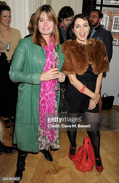 Rebecca De Ruvo and Sadie Frost arrive at the James Small Menswear Spring/Summer 2012 runway show during London Fashion Week at Vauxhall Fashion...