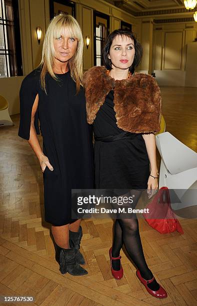 Meg Mathews and Sadie Frost arrive at the James Small Menswear Spring/Summer 2012 runway show during London Fashion Week at Vauxhall Fashion Scout on...