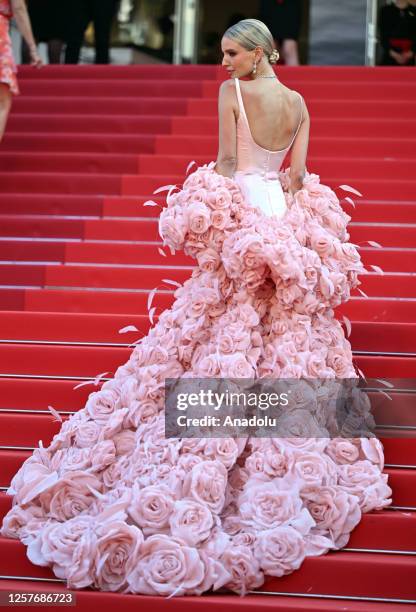 German blogger Leonie Hanne arrives for the premiere of the film Asteroid City during the 76th Cannes Film Festival at Palais des Festivals in...