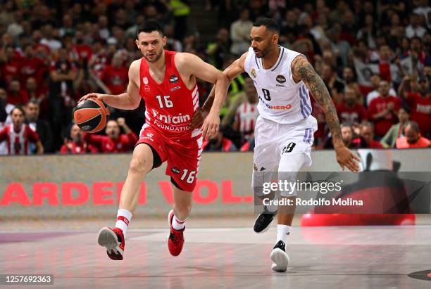 Kostas Papanikolaou, #16 of Olympiacos Piraeus during Turkish Airlines EuroLeague Final Four Kaunas 2023 Championship game Olympiacos Piraeus v Real...