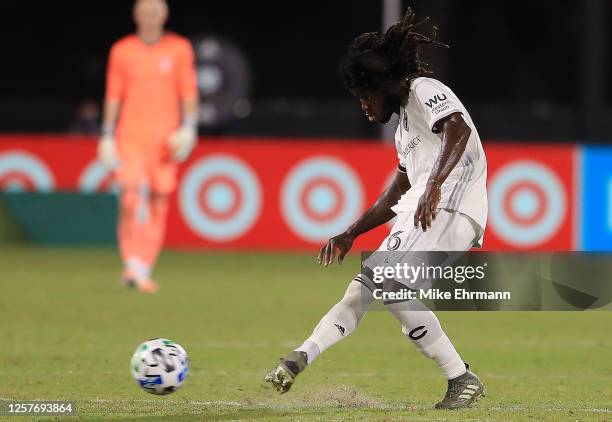 Lalas Abubakar of Colorado Rapids controls the ball during a match between Colorado Rapids and Minnesota United FC as part of MLS Is Back Tournament...