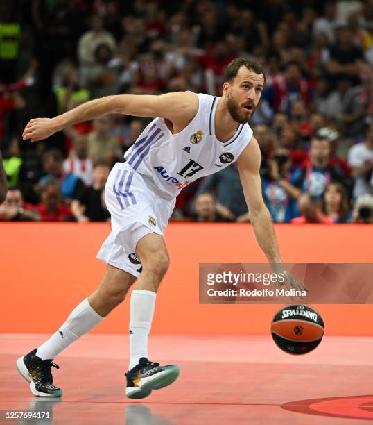 Sergio Rodriguez, #13 of Real Madrid during Turkish Airlines EuroLeague Final Four Kaunas 2023 Championship game Olympiacos Piraeus v Real Madrid at...