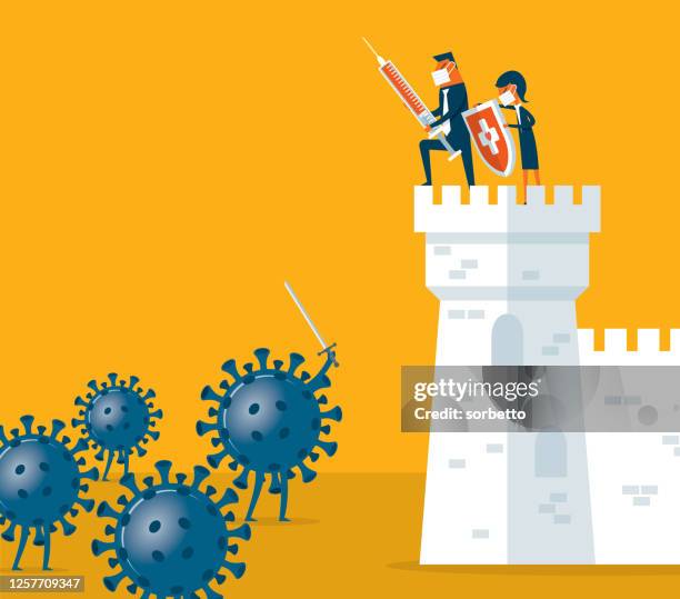 stop coronavirus - arm injection stock illustrations
