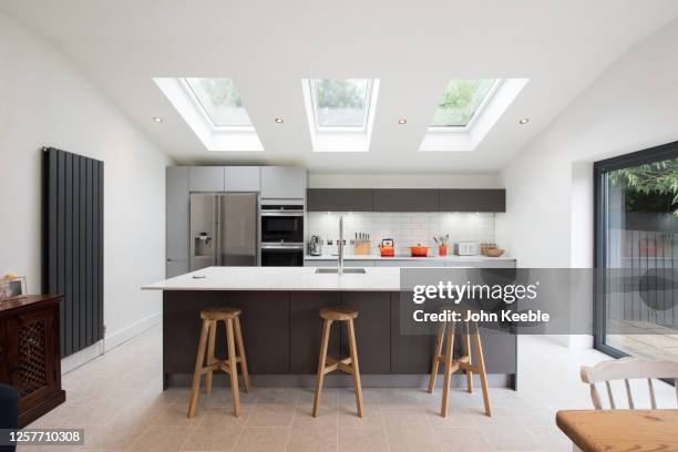 property interiors - quartz kitchen stock pictures, royalty-free photos & images