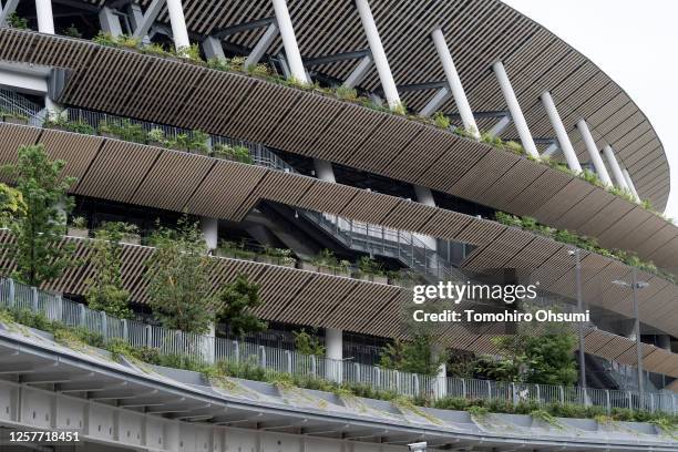The National Stadium, the main stadium for the Tokyo Olympic and Paralympic Games, is seen on the day marking one year to go to the Tokyo Olympic...