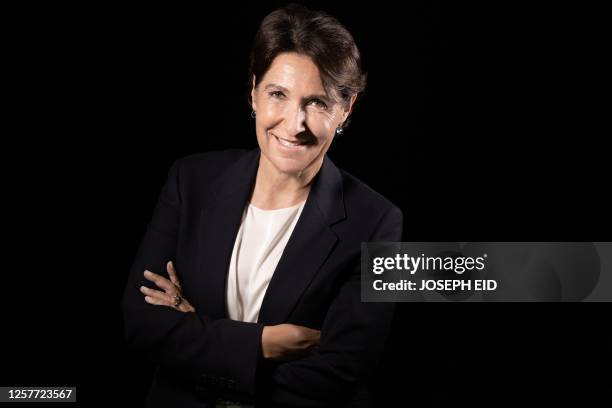 French Ambassador to Lebanon Anne Grillo poses during a studio photoshoot in Beirut on May 23, 2023.