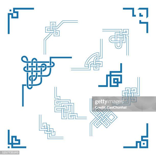 ilustrações de stock, clip art, desenhos animados e ícones de angle decoration collection of chinese traditional style - estilo celta
