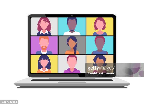 video conference - innovation white background stock illustrations