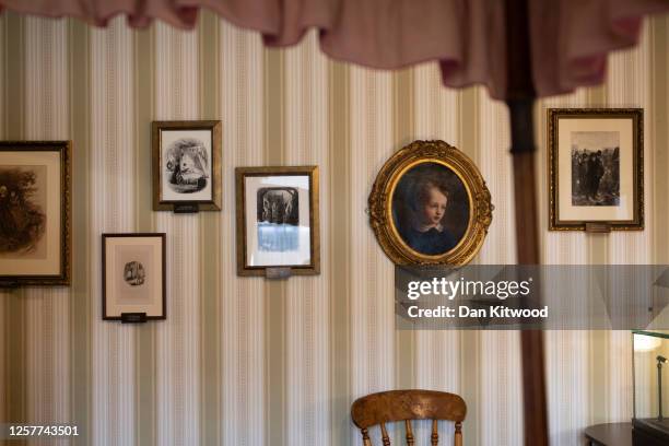 Pictures are displayed at the Charles Dickens museum on July 23, 2020 in London, England. The pieces make up part of a new exhibition, 'Technicolour...