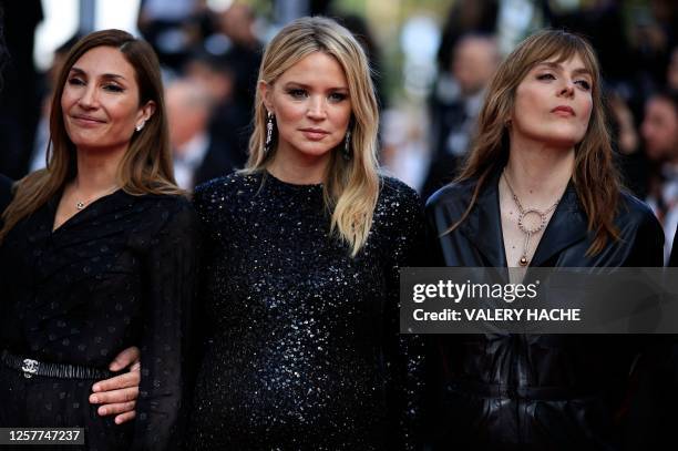 French co-writer Audrey Diwan, Belgian-French actress Virginie Efira and French director Valerie Donzelli arrive for the screening of the film...