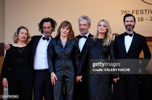 French director Valerie Donzelli, French writer Eric Reinhardt, Belgian-French actress Virginie Efira and French actor Melvil Poupaud arrive for the...