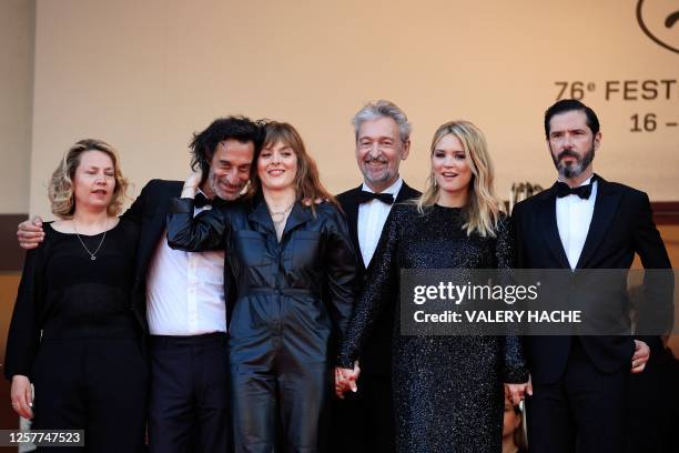 French director Valerie Donzelli, French writer Eric Reinhardt, Belgian-French actress Virginie Efira and French actor Melvil Poupaud arrive for the...