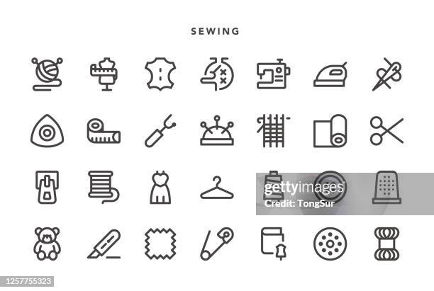 sewing icons - cross stitch stock illustrations
