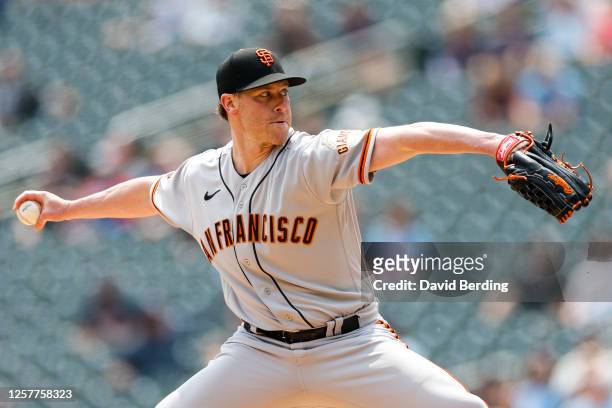 Anthony DeSclafani of the San Francisco Giants pitches against the Minnesota Twins in the first inning at Target Field on May 24, 2023 in...