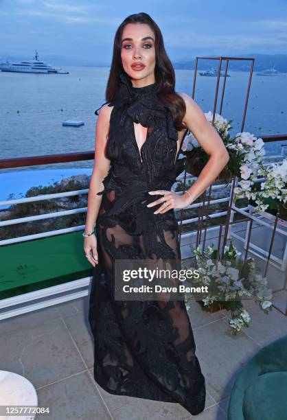 Amy Jackson attends the launch of the new Aston Martin DB12 at the Hotel du Cap-Eden-Roc in Antibes on May 24, 2023 in Cannes, France. Billed as The...