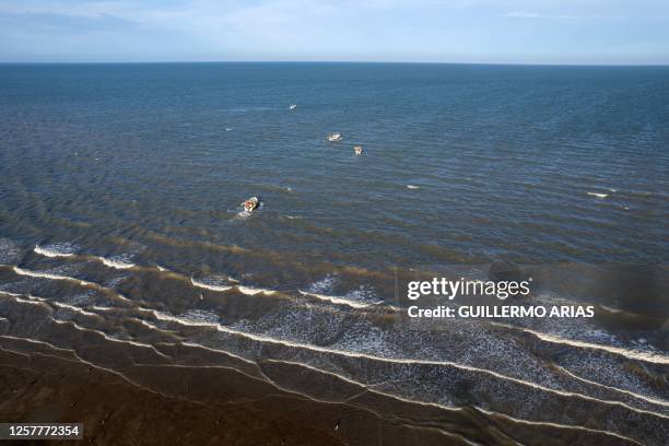 Aerial view of Playa San Felipe beach in San Felipe, in the Gulf of California, also known as the Sea of Cortes, in Baja California State,...