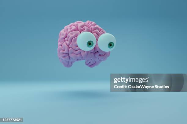 cute eyball brain - comic augen stock-fotos und bilder