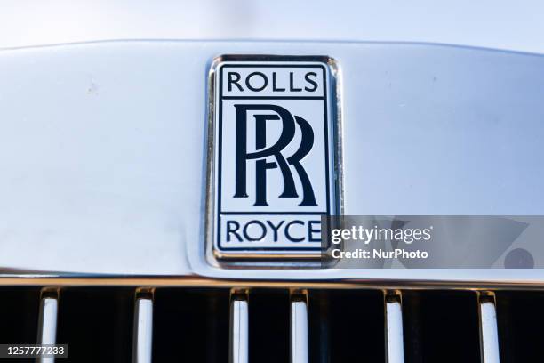 Rolls Royce emblem is seen on a car in Cannes, France on May 24, 2023.